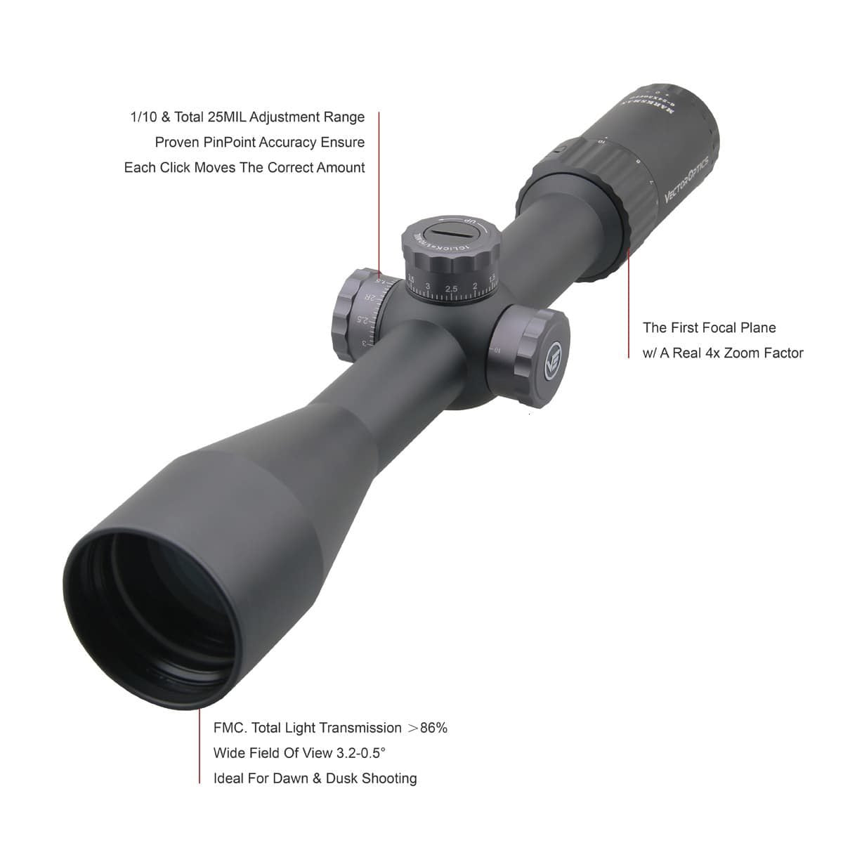 Optics Marksman 6-24x50 FFP Tactical Riflescope Hunting Rifle Scope
