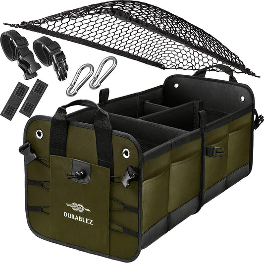 Trunk Organizer with Covering Net Attachable Non Slip Pads and