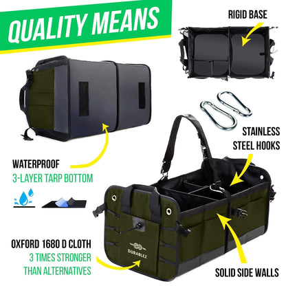 Trunk Organizer with Covering Net Attachable Non Slip Pads and