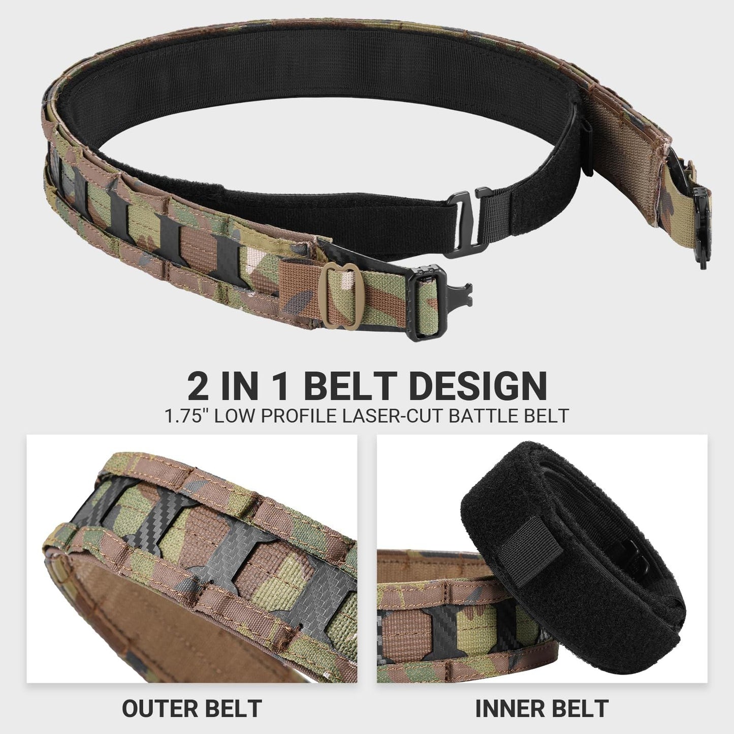VOTAGOO Tactical Belt, 1.75'' MOLLE Battle Belt with Quick Release
