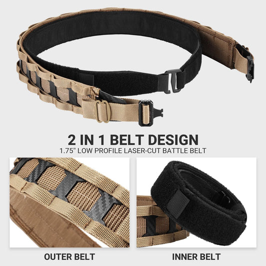VOTAGOO Tactical Belt, 1.75'' MOLLE Battle Belt with Quick Release